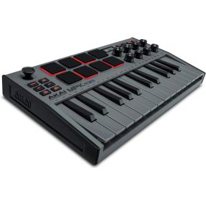imageAkai Professional MPK Mini MK3  25 Key USB MIDI Keyboard Controller With 8 Backlit Drum Pads 8 Knobs Music Production Software and Native Instruments Sound Package NKS IntegrationGrey