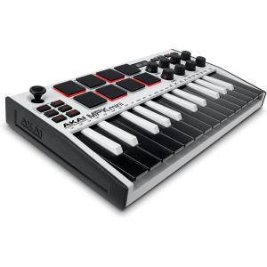 imageAkai Professional MPK Mini MK3  25 Key USB MIDI Keyboard Controller With 8 Backlit Drum Pads 8 Knobs Music Production Software and Native Instruments Sound Package NKS IntegrationWhite