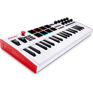 imageAkai Professional MPK Mini Plus  USB MIDI Keyboard Controller with 37 Mini Keys 8 MPC Pads Sequencer MIDICVGate IO Music Production Software and Native Instruments Sound PackageWhite